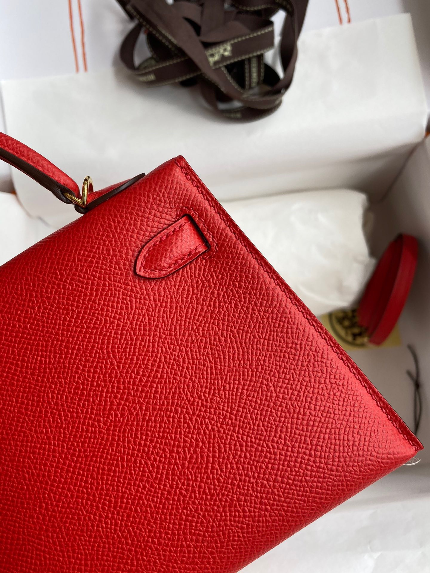 H**mes kelly mini ii sellier handmade bag in red epsom calfskin