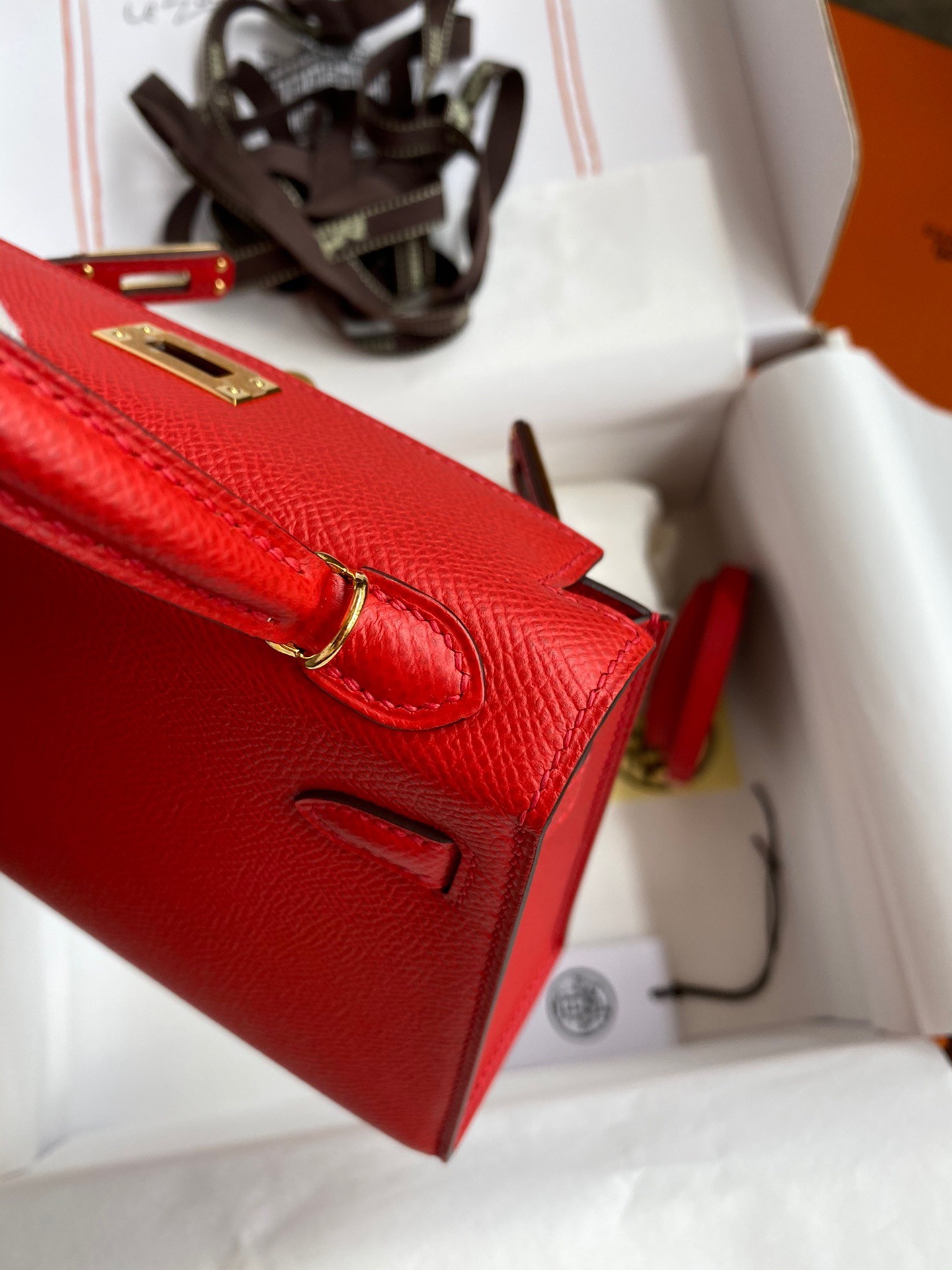H**mes kelly mini ii sellier handmade bag in red epsom calfskin