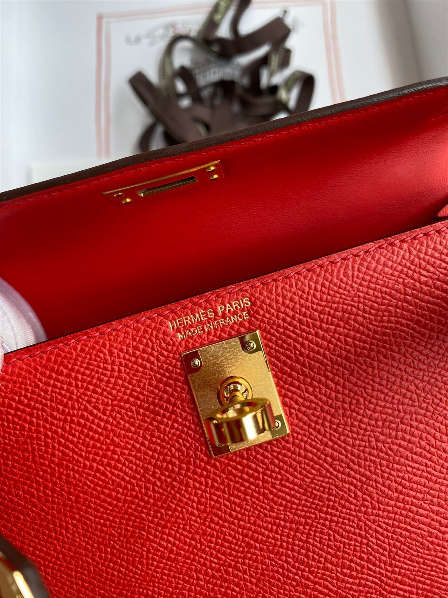 H**mes kelly mini ii sellier handmade bag in red epsom calfskin