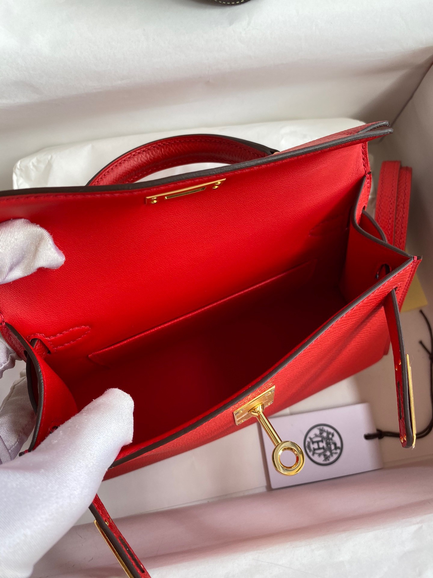 H**mes kelly mini ii sellier handmade bag in red epsom calfskin