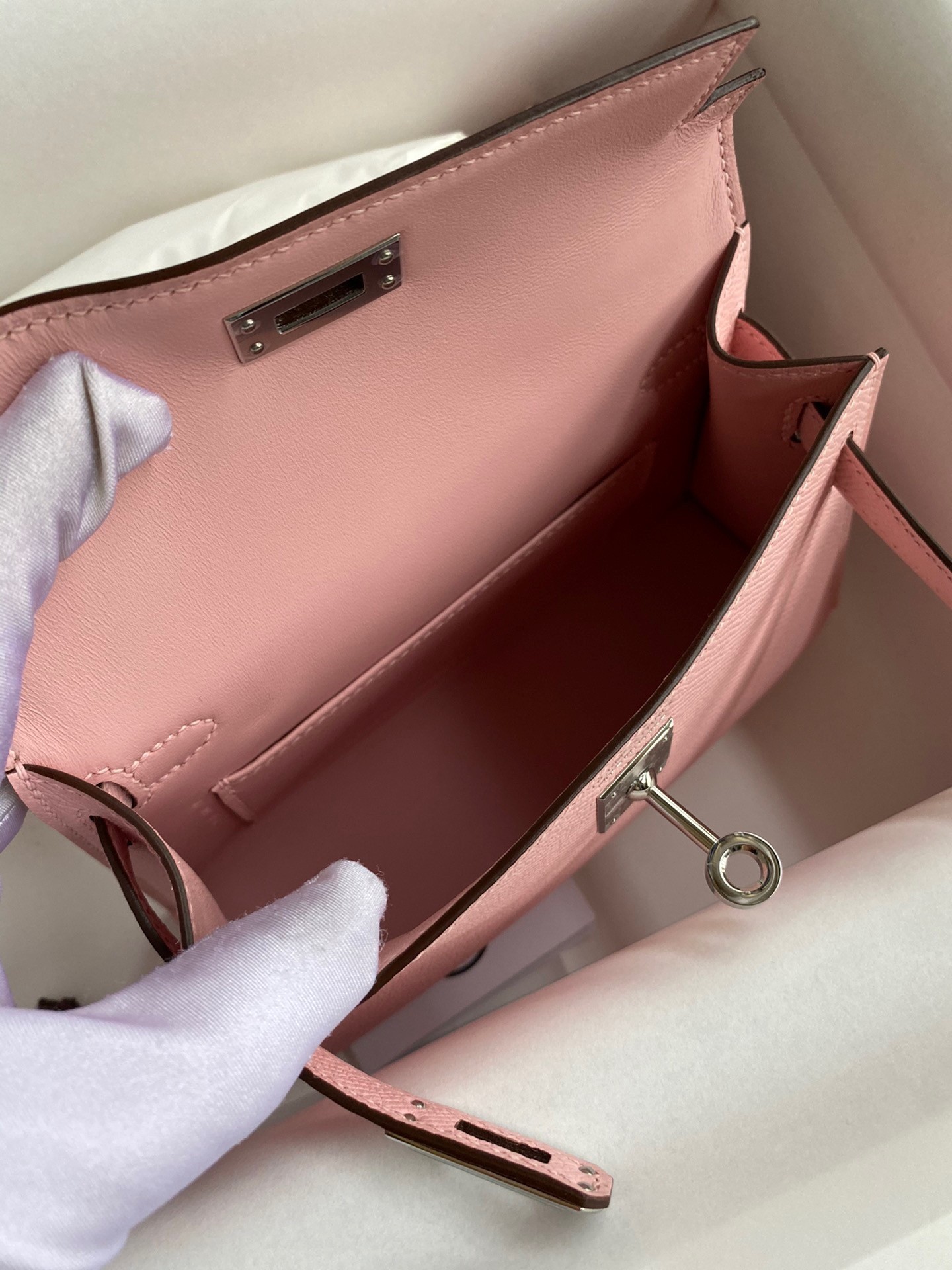 H**mes kelly mini ii sellier handmade bag in rose sakura epsom calfskin
