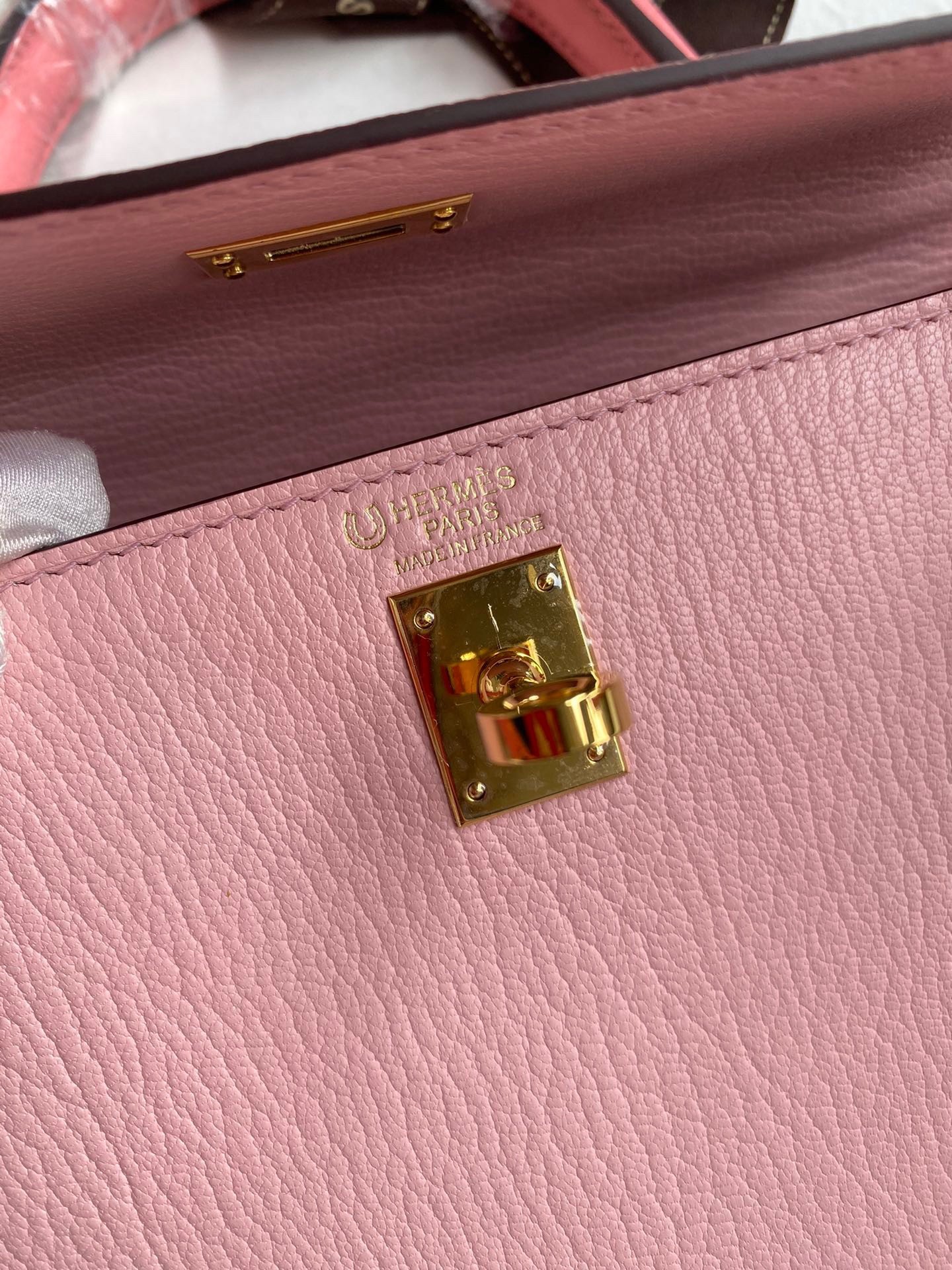 H**mes kelly sellier 25 bicolor bag in rose confetti and lipstick mysore goatskin
