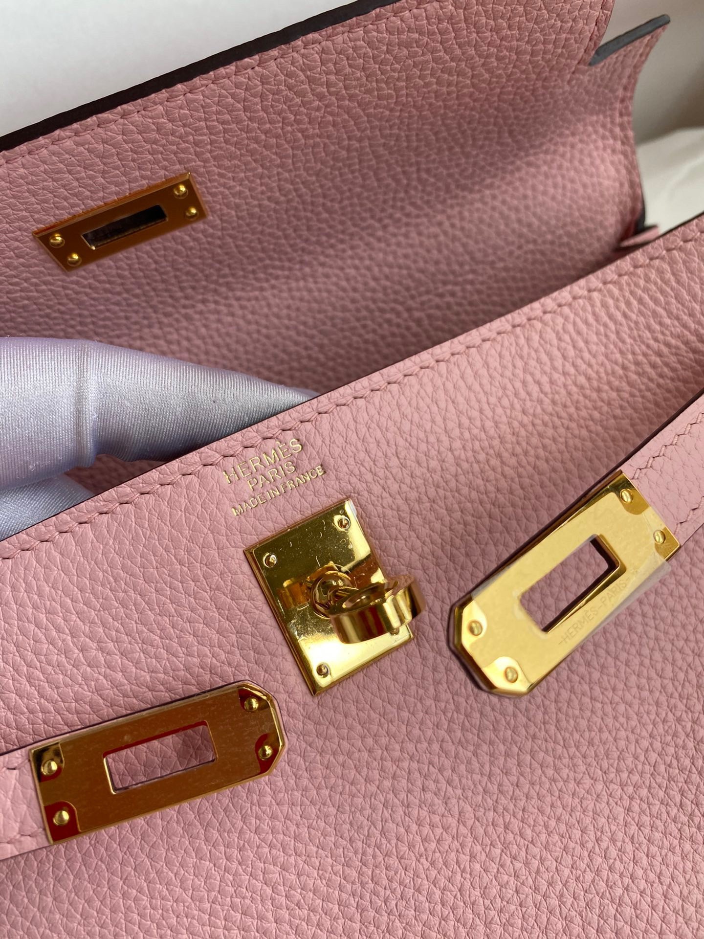 H**mes kelly retourne 25 handmade bag in rose sakura clemence leather
