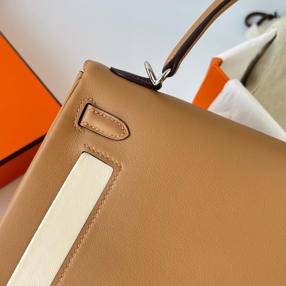 H**mes kelly colormatic 25 handmade bag in chai swifit leather