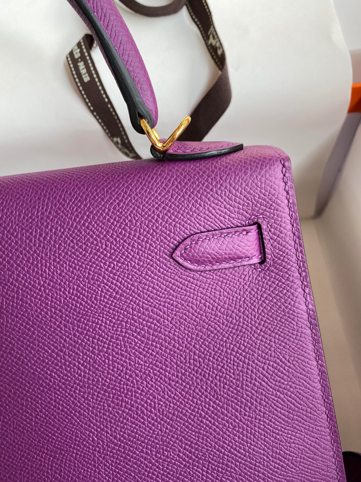 H**mes kelly sellier 25 handmade bag in anemone epsom calfskin