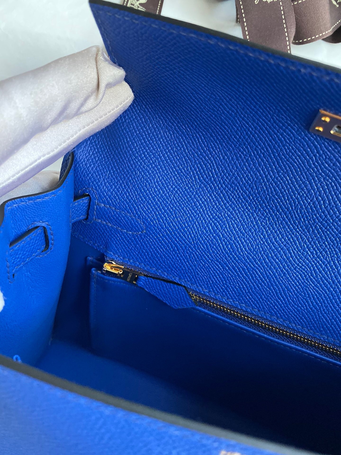 H**mes kelly sellier 25 handmade bag in blue france epsom calfskin