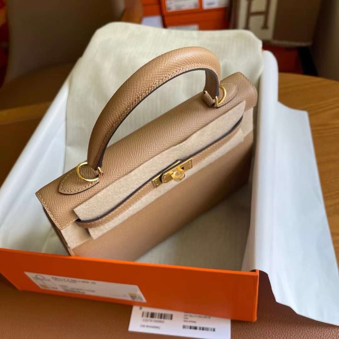 H**mes kelly sellier 25 handmade bag in chai epsom calfskin