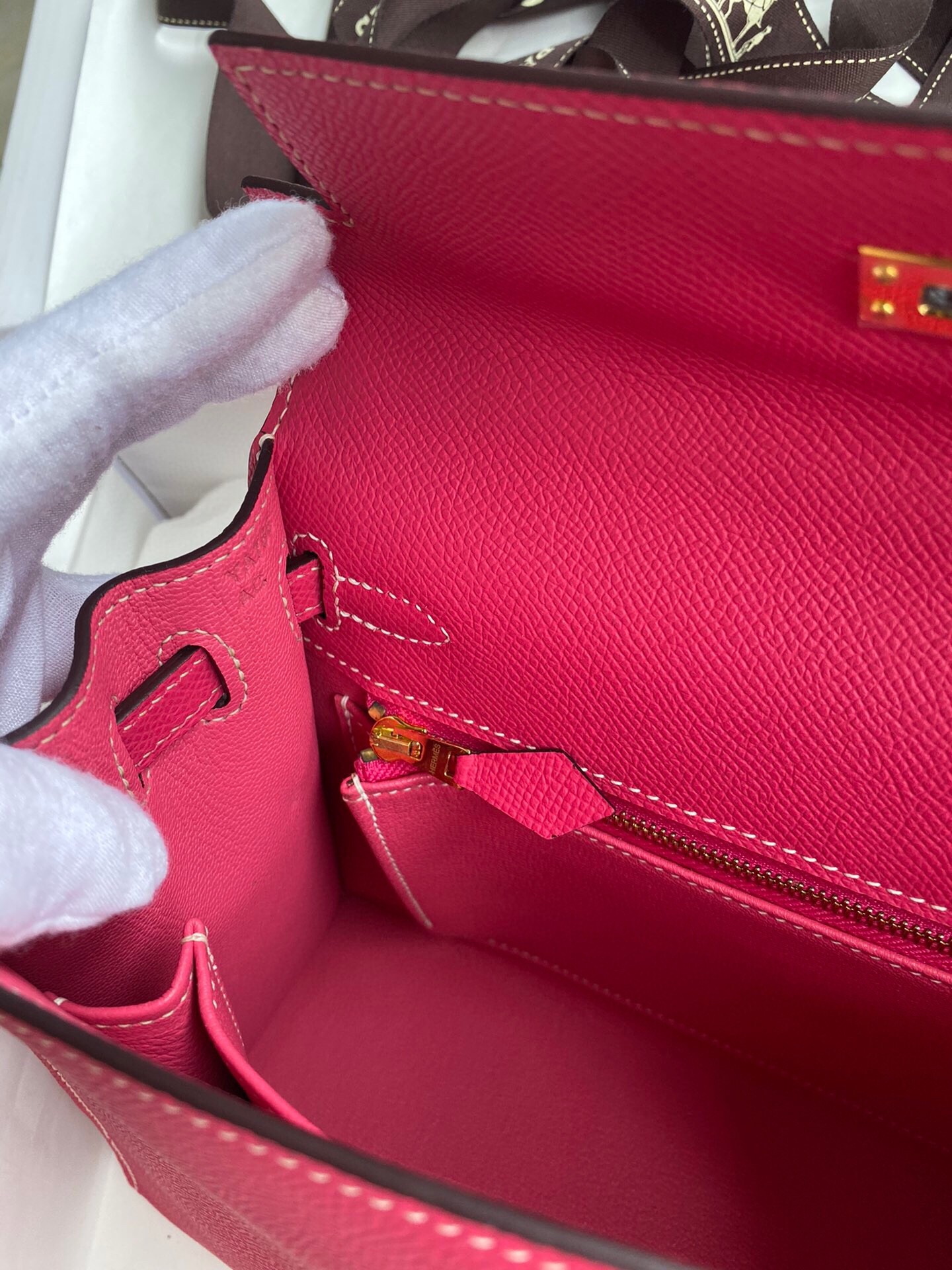 H**mes kelly sellier 25 handmade bag in peach epsom calfskin