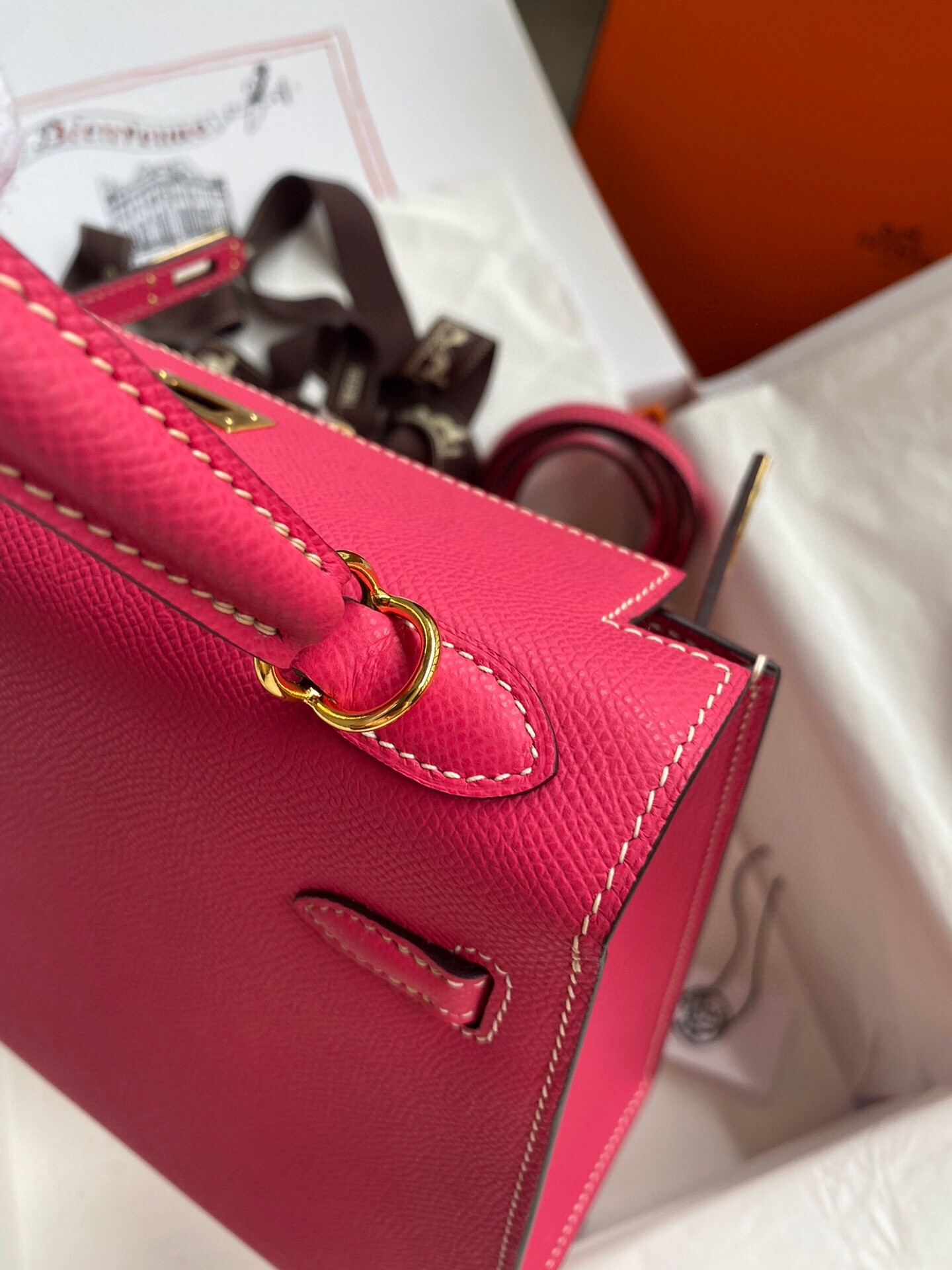 H**mes kelly sellier 25 handmade bag in peach epsom calfskin