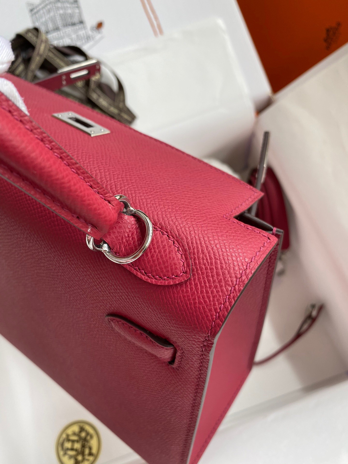 H**mes kelly sellier 25 handmade bag in ruby epsom calfskin