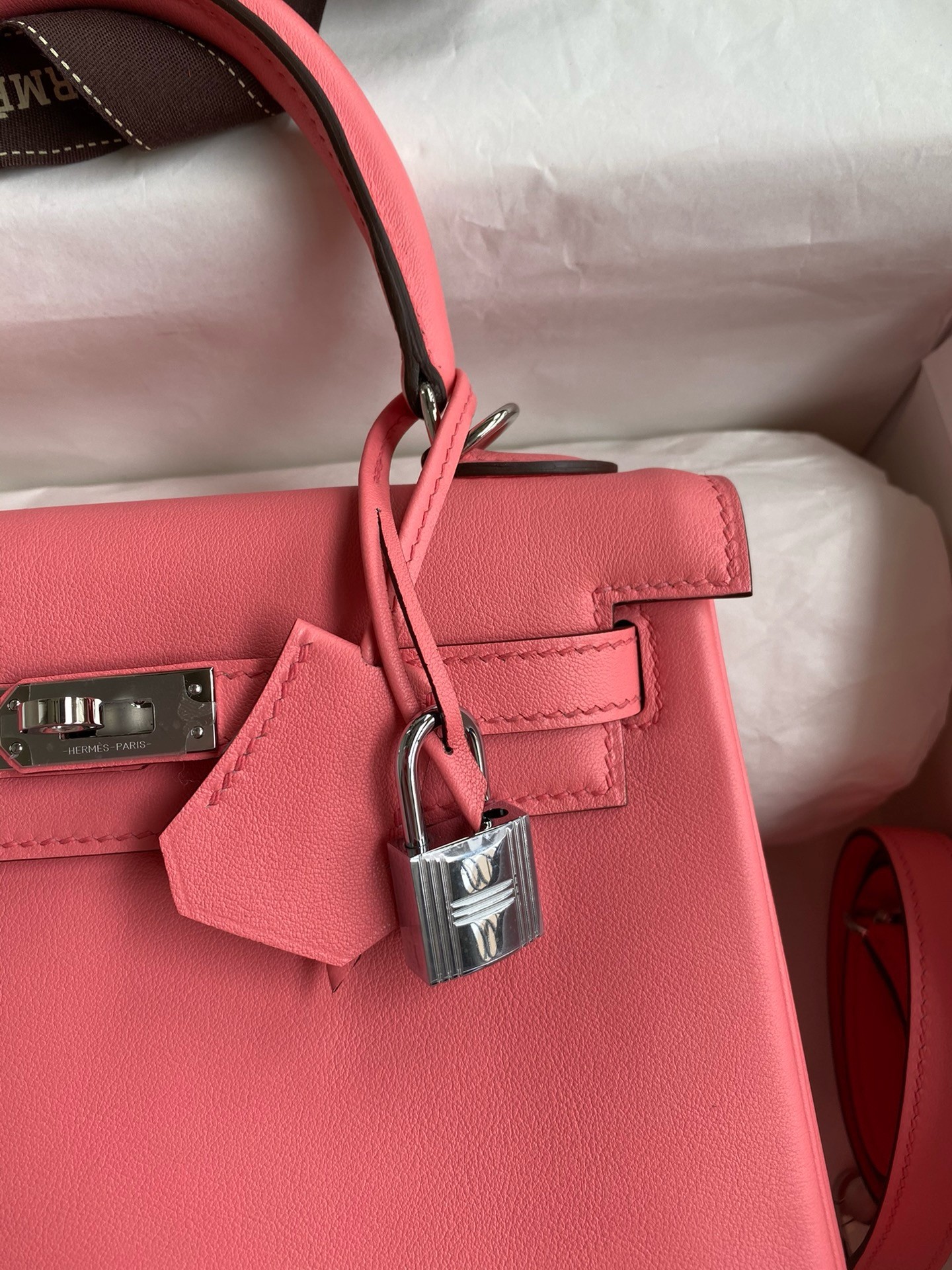 H**mes kelly retourne 25 handmade bag in rose d