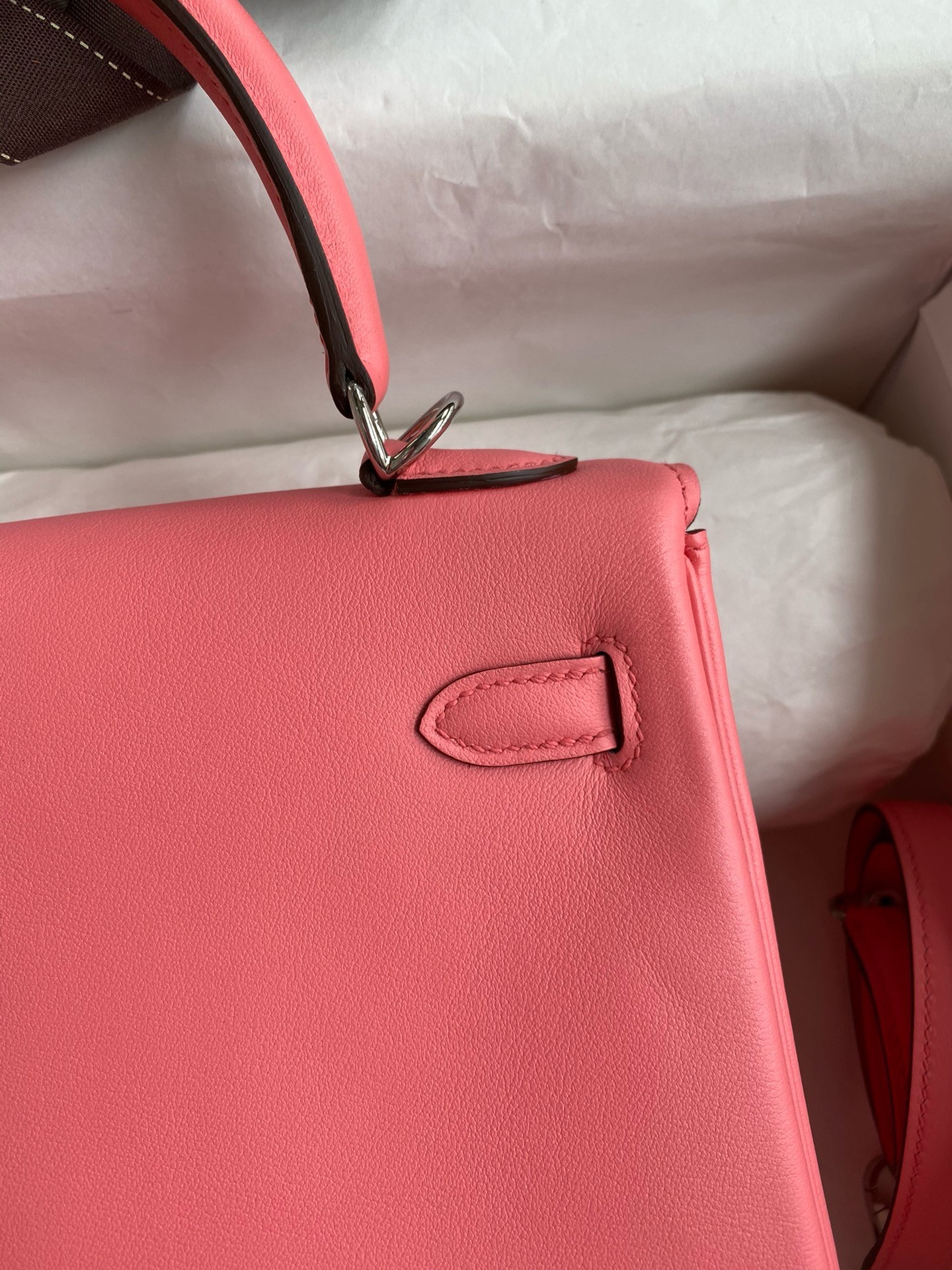 H**mes kelly retourne 25 handmade bag in rose d
