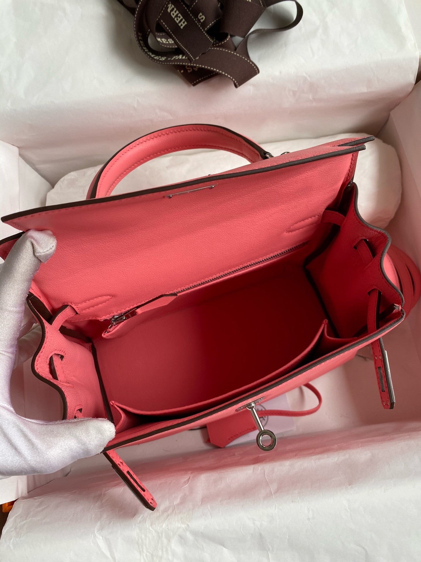 H**mes kelly retourne 25 handmade bag in rose d