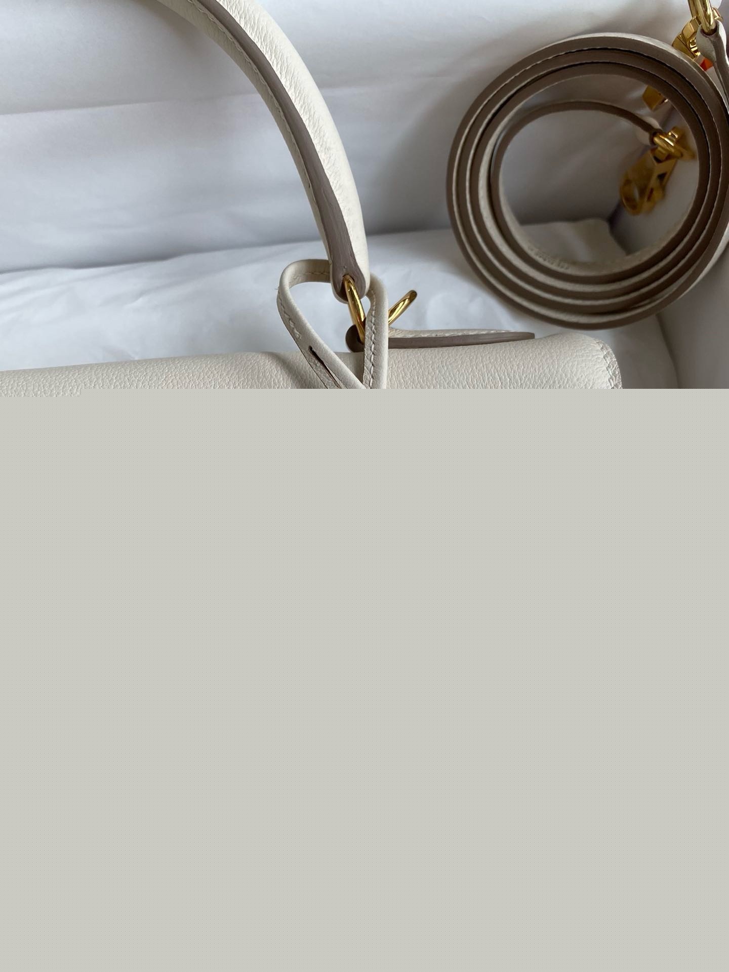 H**mes kelly retourne 28 handmade bag in craie evercolor calfskin