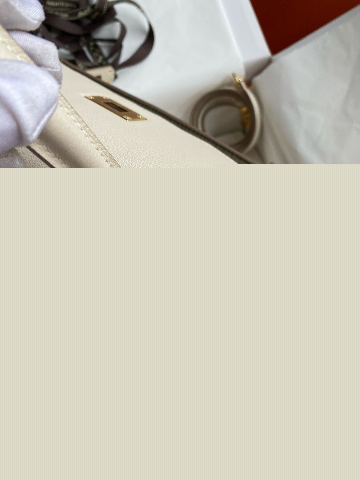 H**mes kelly retourne 28 handmade bag in craie evercolor calfskin