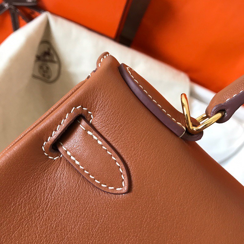 H**mes kelly retourne 28 handmade bag in gold swift calfskin