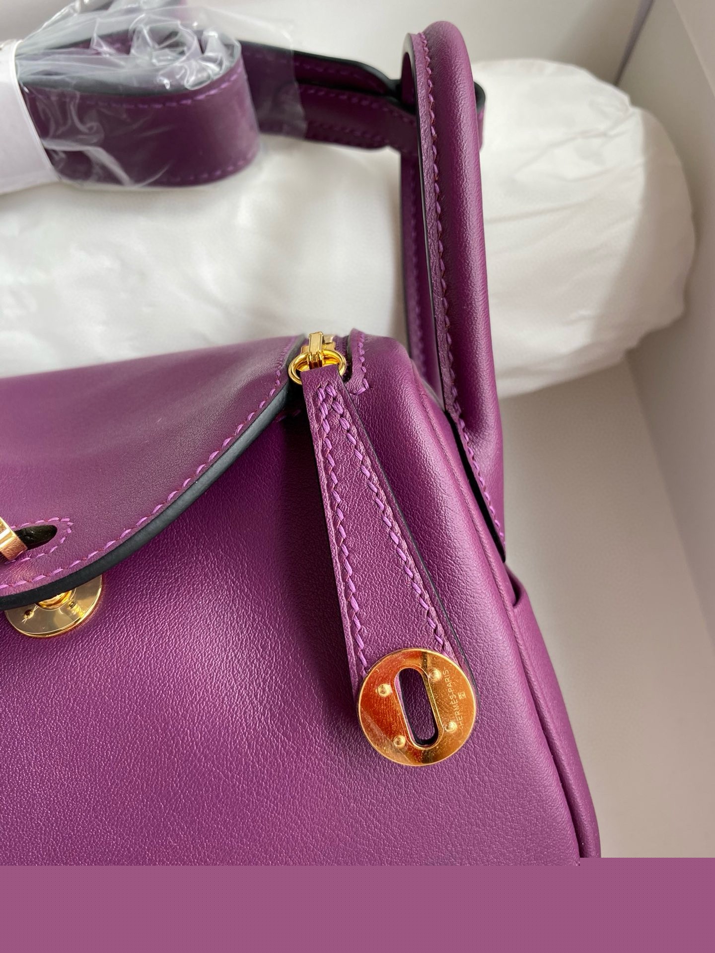 H**mes mini lindy handmade bag in anemone swift leather
