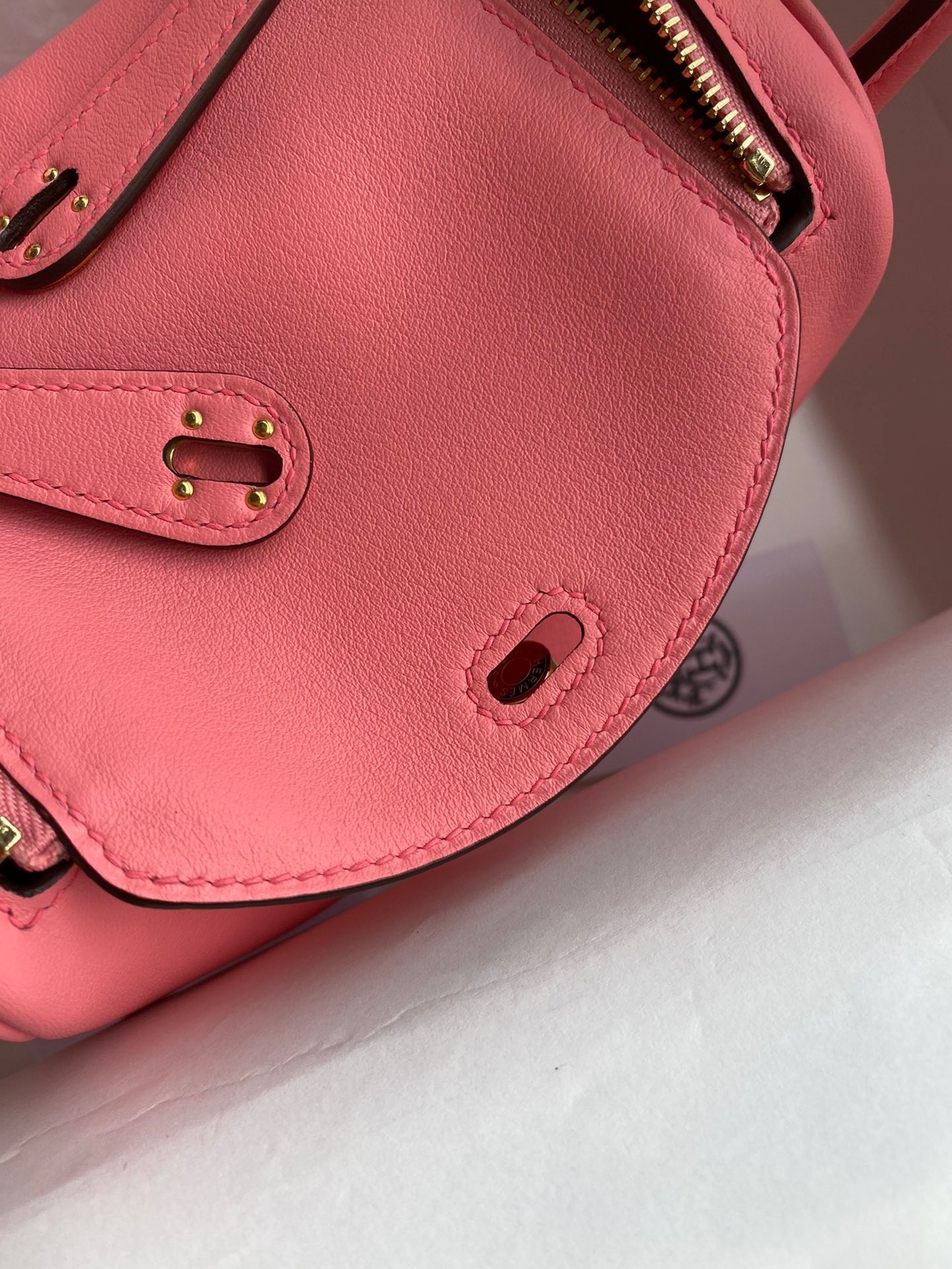 H**mes mini lindy handmade bag in rose lipstick swift leather