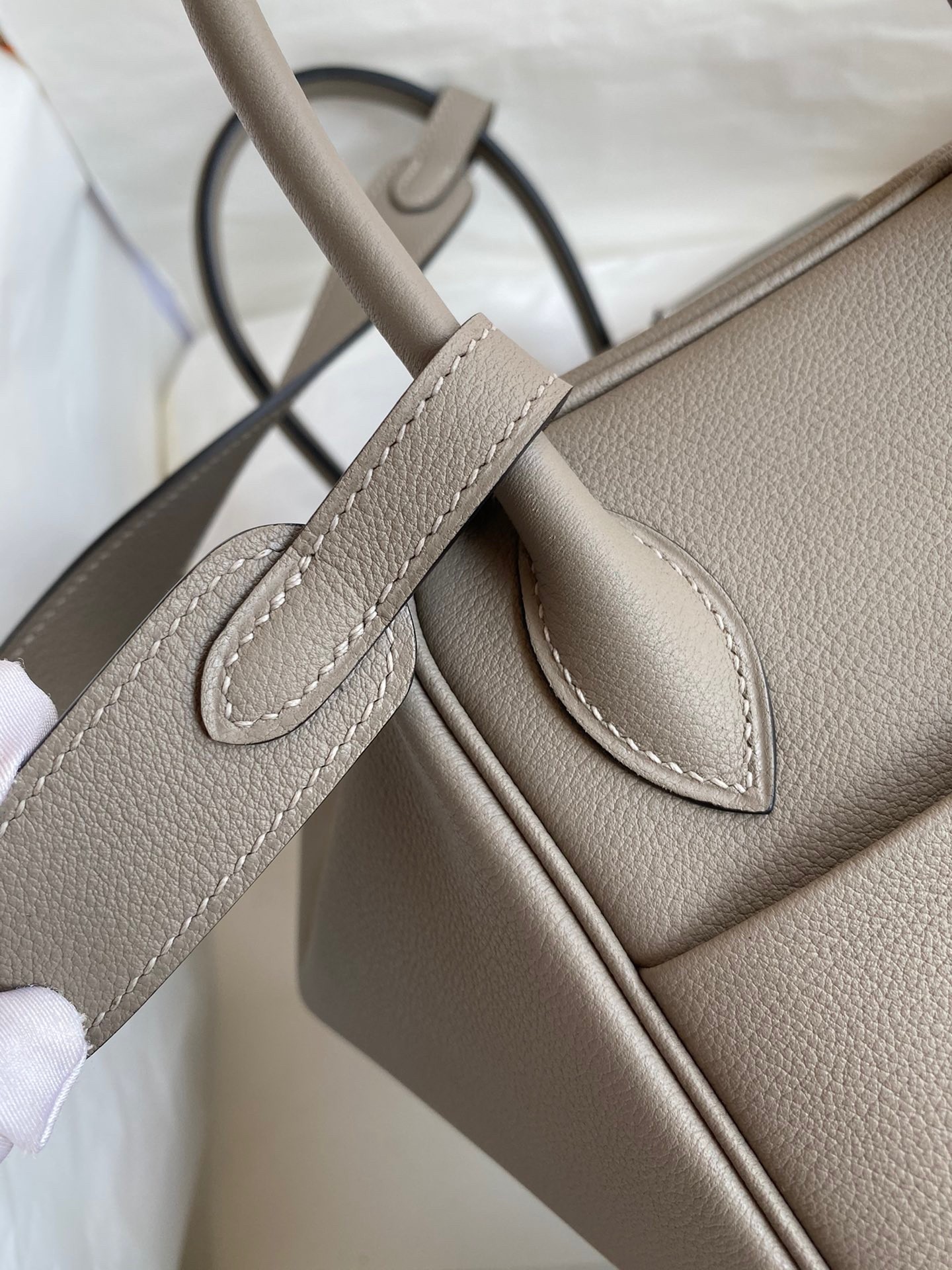H**mes lindy 26 handmade bag in gris asphalt evercolor leather