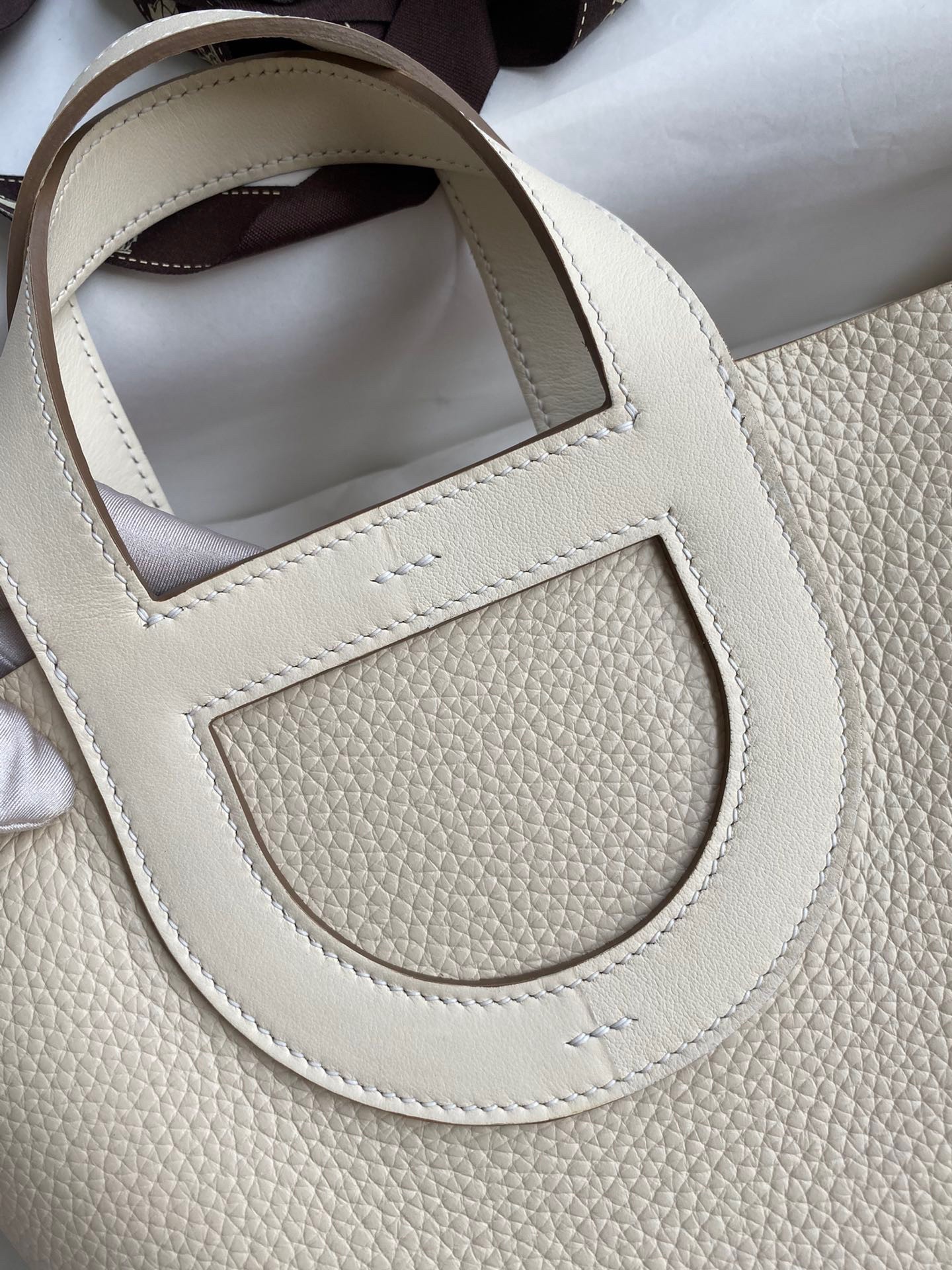 H**mes in the loop 18 handmade bag in craie clemence leather