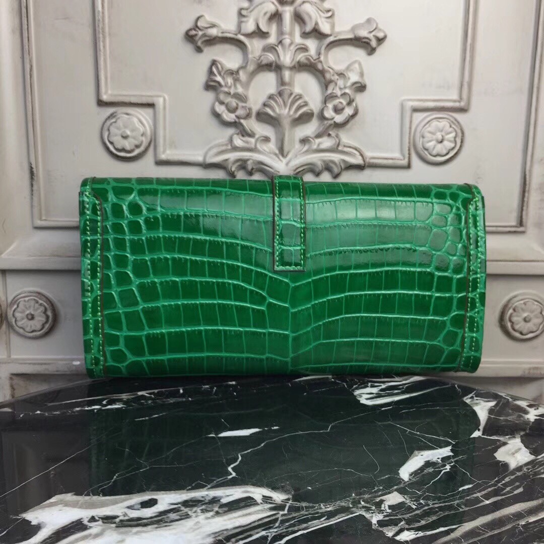H**mes jige elan 29 clutch in bambou crocodile leather