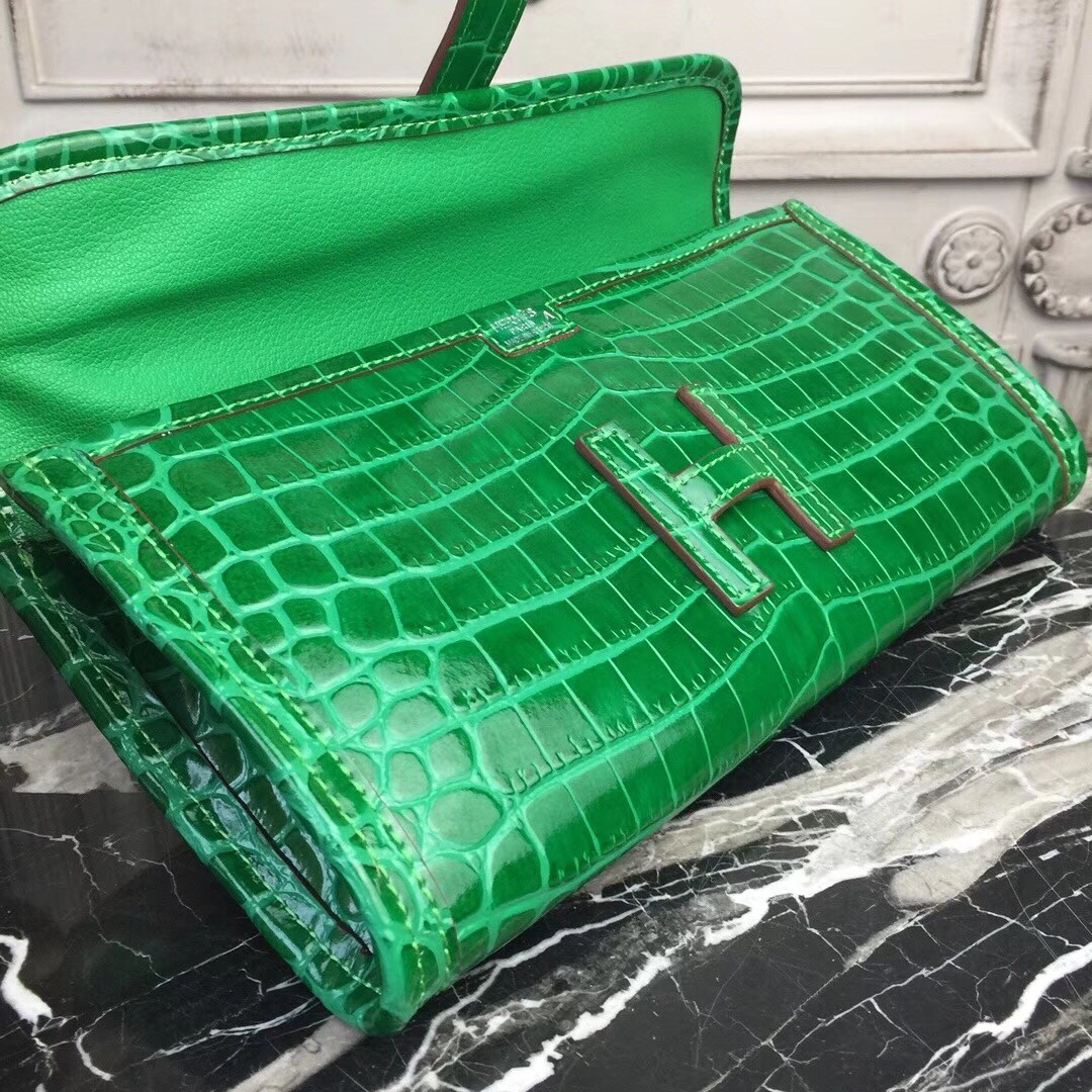 H**mes jige elan 29 clutch in bambou crocodile leather