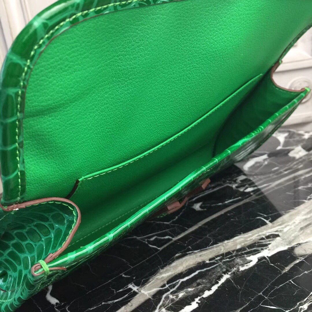 H**mes jige elan 29 clutch in bambou crocodile leather