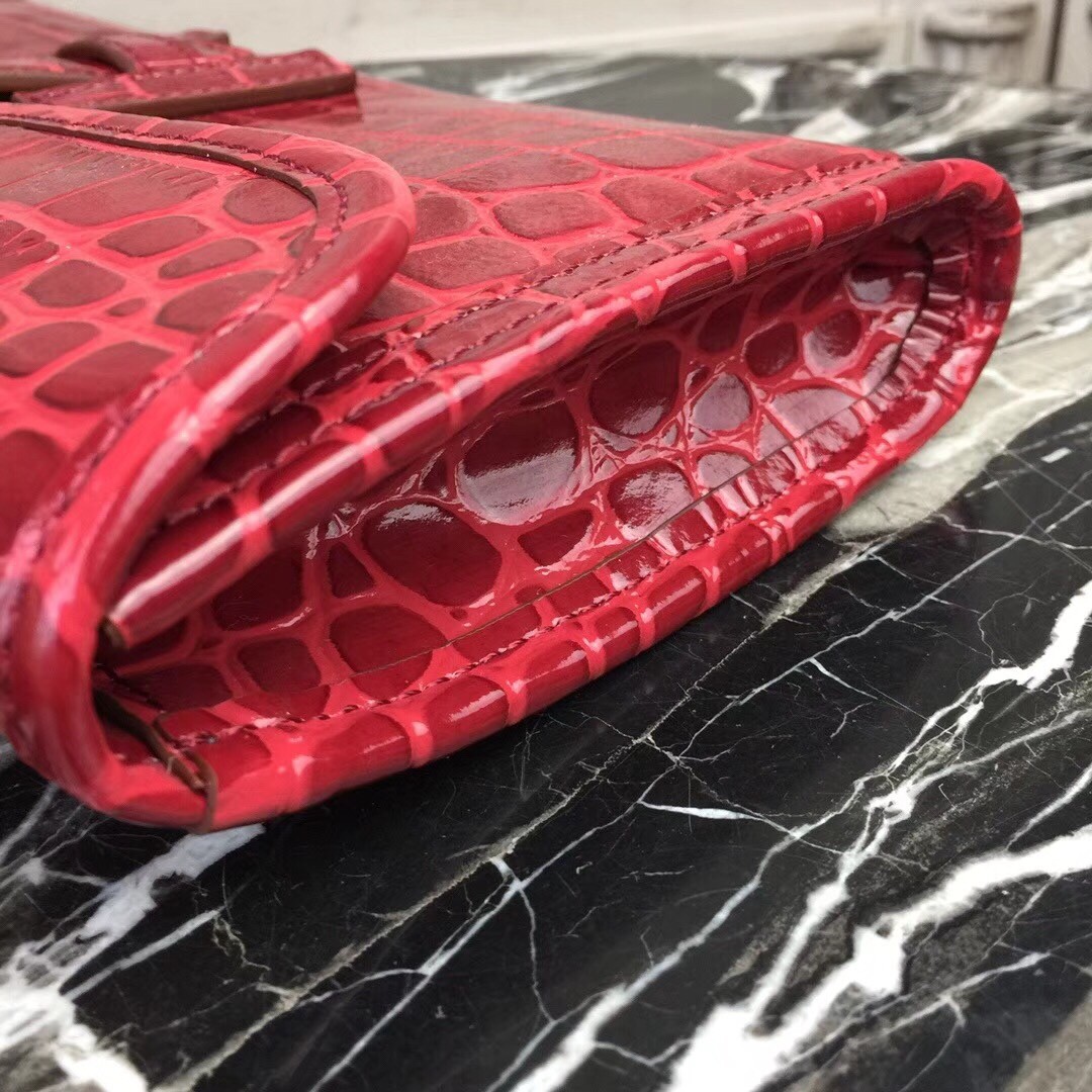 H**mes jige elan 29 clutch in dark red crocodile leather