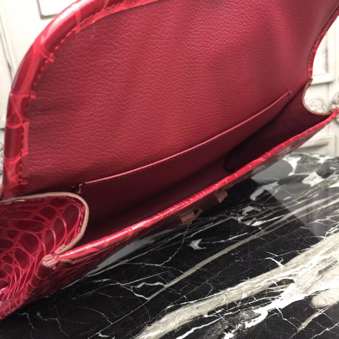 H**mes jige elan 29 clutch in dark red crocodile leather