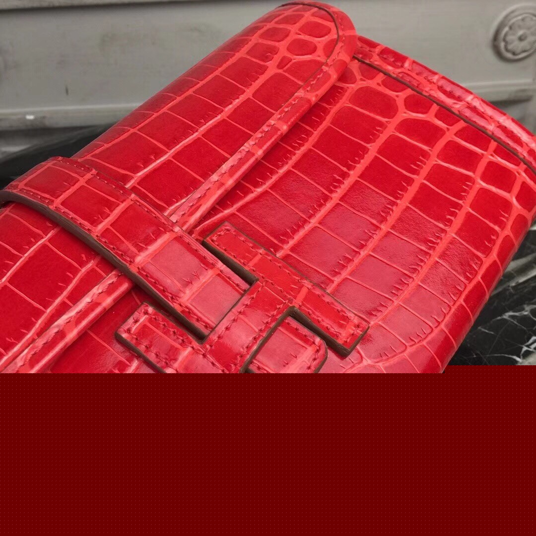 H**mes jige elan 29 clutch in red crocodile leather