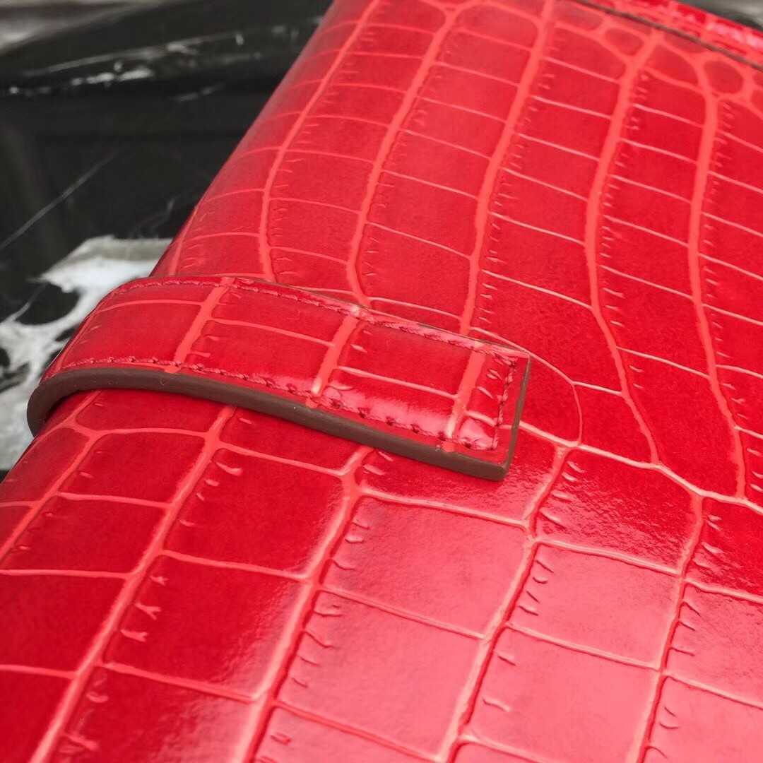 H**mes jige elan 29 clutch in red crocodile leather