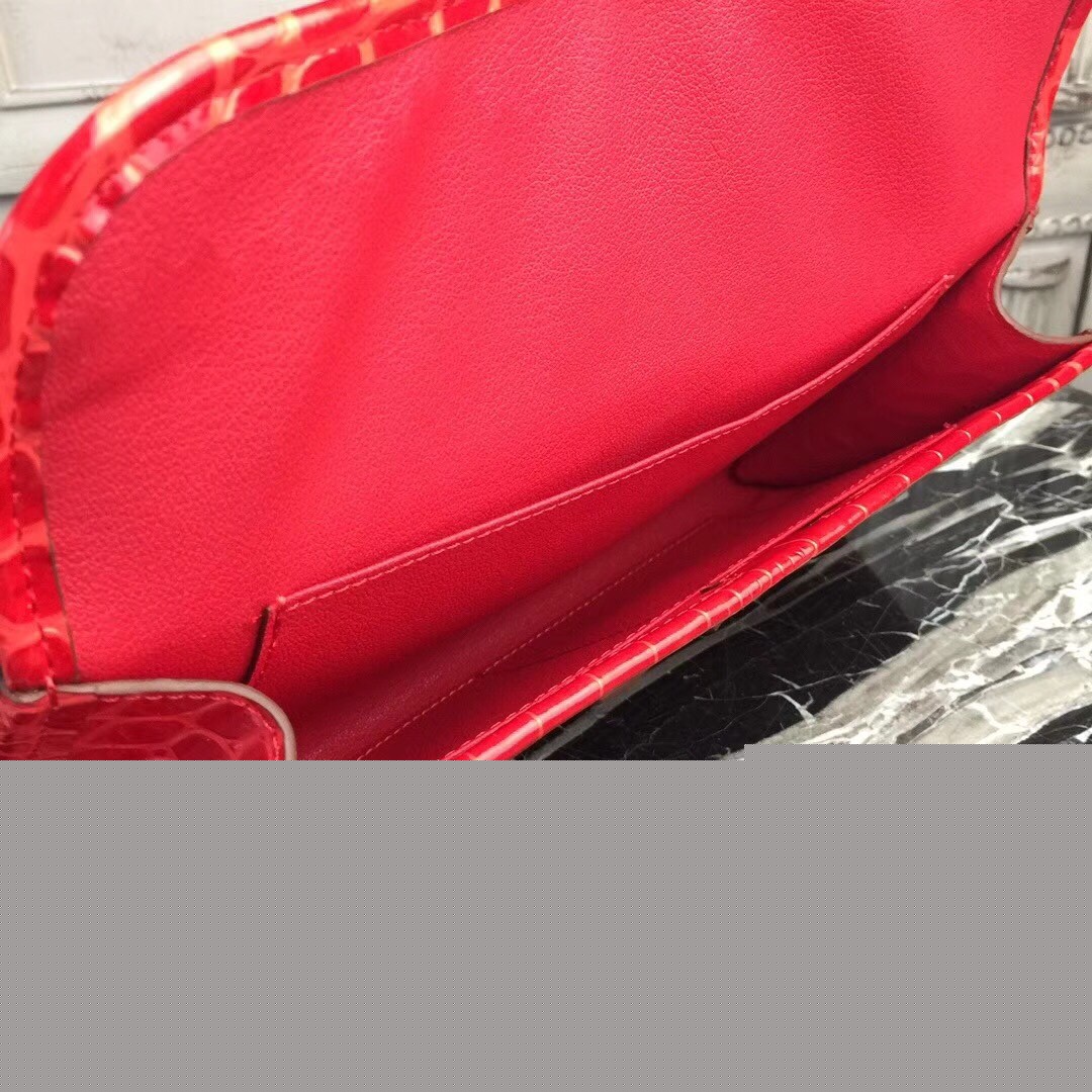 H**mes jige elan 29 clutch in red crocodile leather