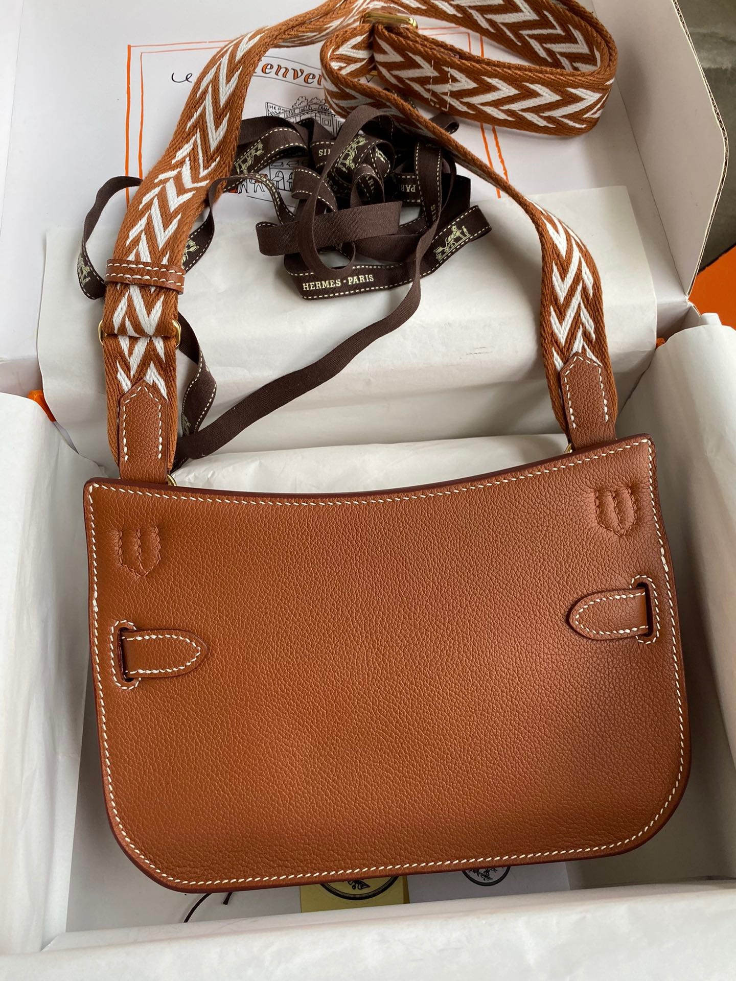 H**mes jypsiere mini handmade bag in gold evercolor calfskin