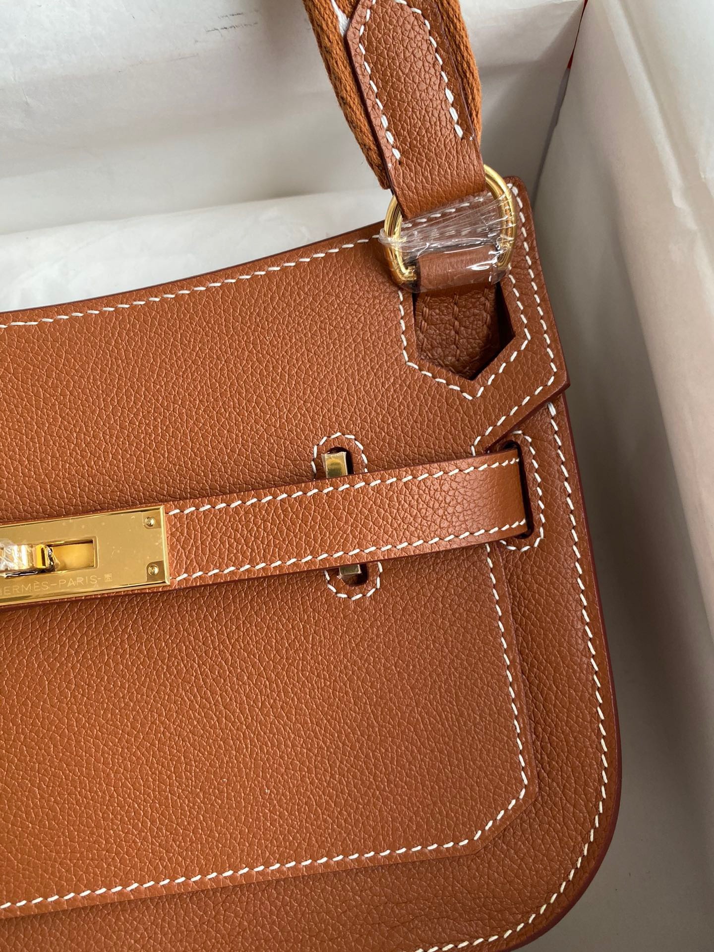 H**mes jypsiere mini handmade bag in gold evercolor calfskin