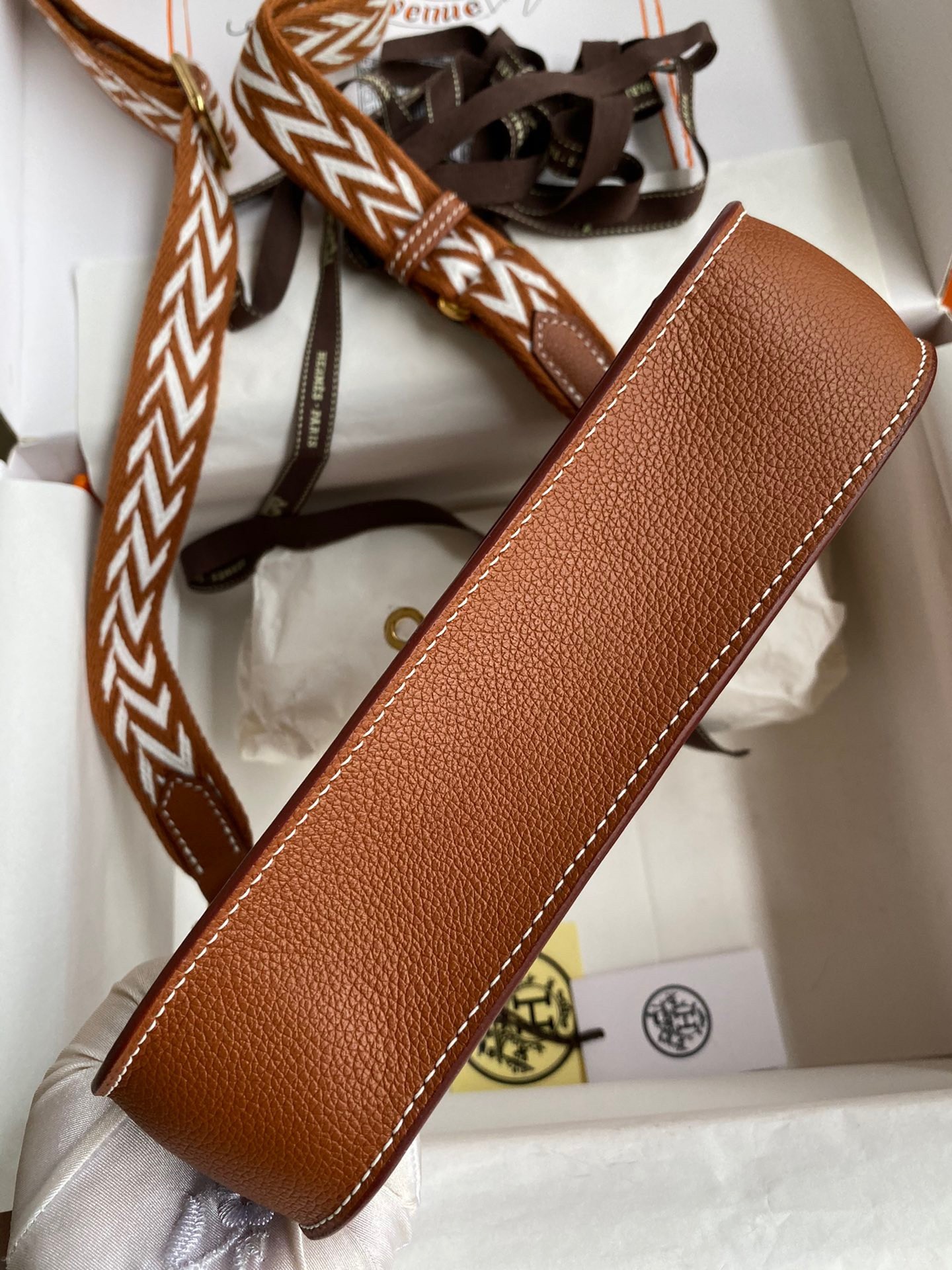H**mes jypsiere mini handmade bag in gold evercolor calfskin