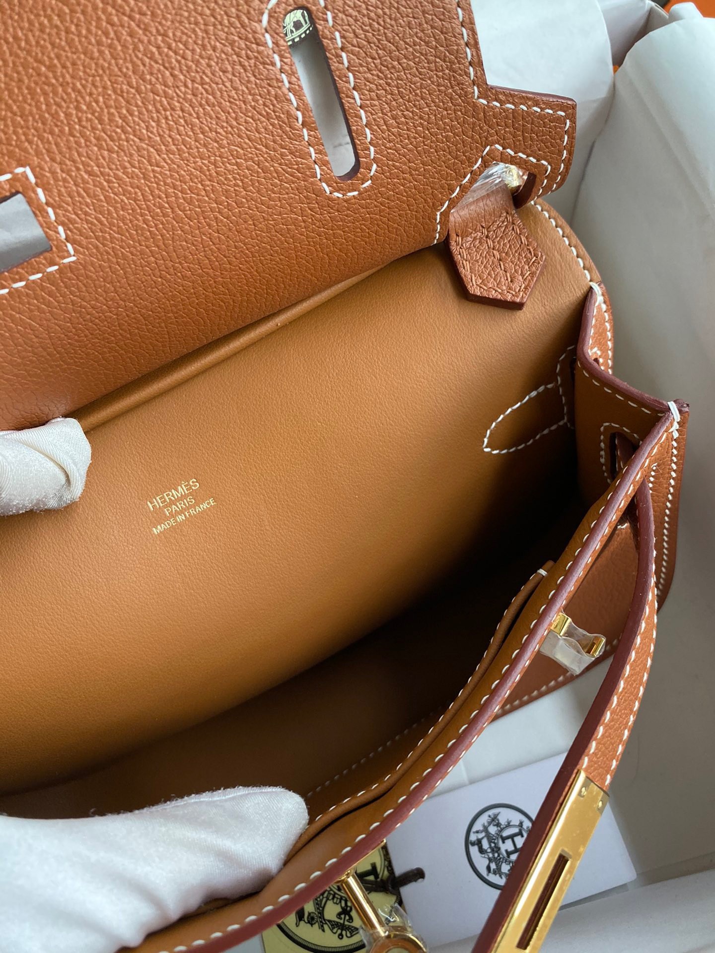 H**mes jypsiere mini handmade bag in gold evercolor calfskin