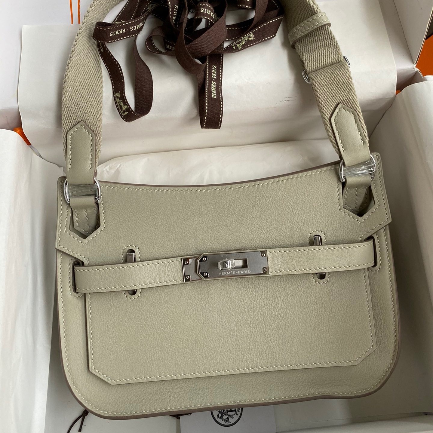 H**mes jypsiere mini handmade bag in grey swift calfskin