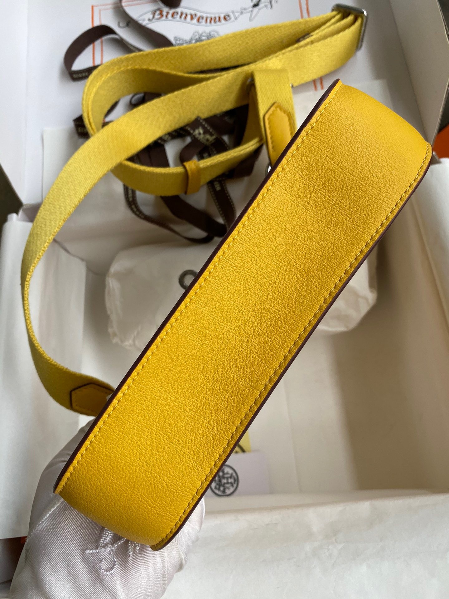 H**mes jypsiere mini handmade bag in jaune ambre swift calfskin
