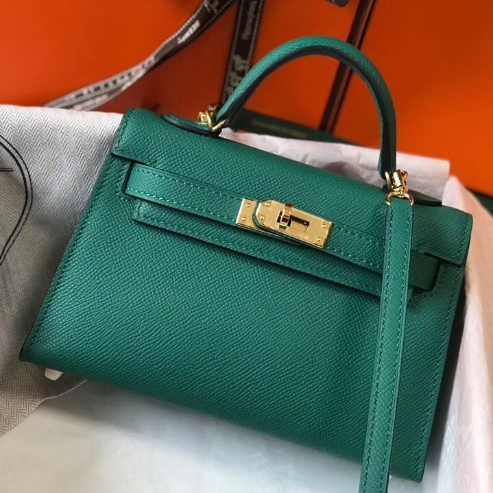 H**mes kelly mini ii bag in malachite epsom leather