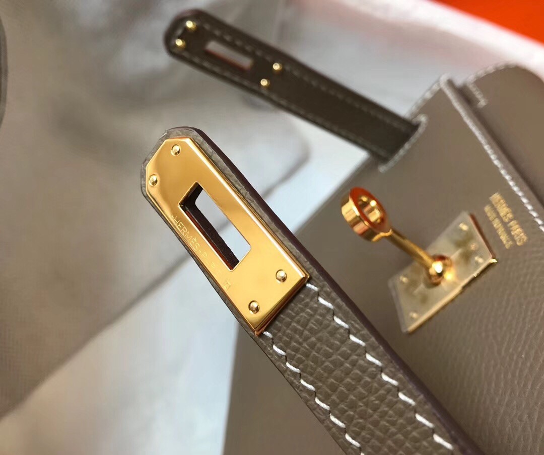 H**mes kelly mini ii bag in taupe grey epsom leather