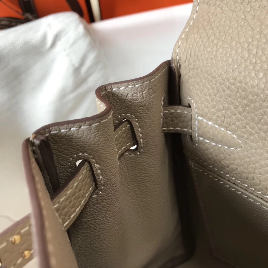 H**mes mini kelly 20cm bag in grey clemence leather