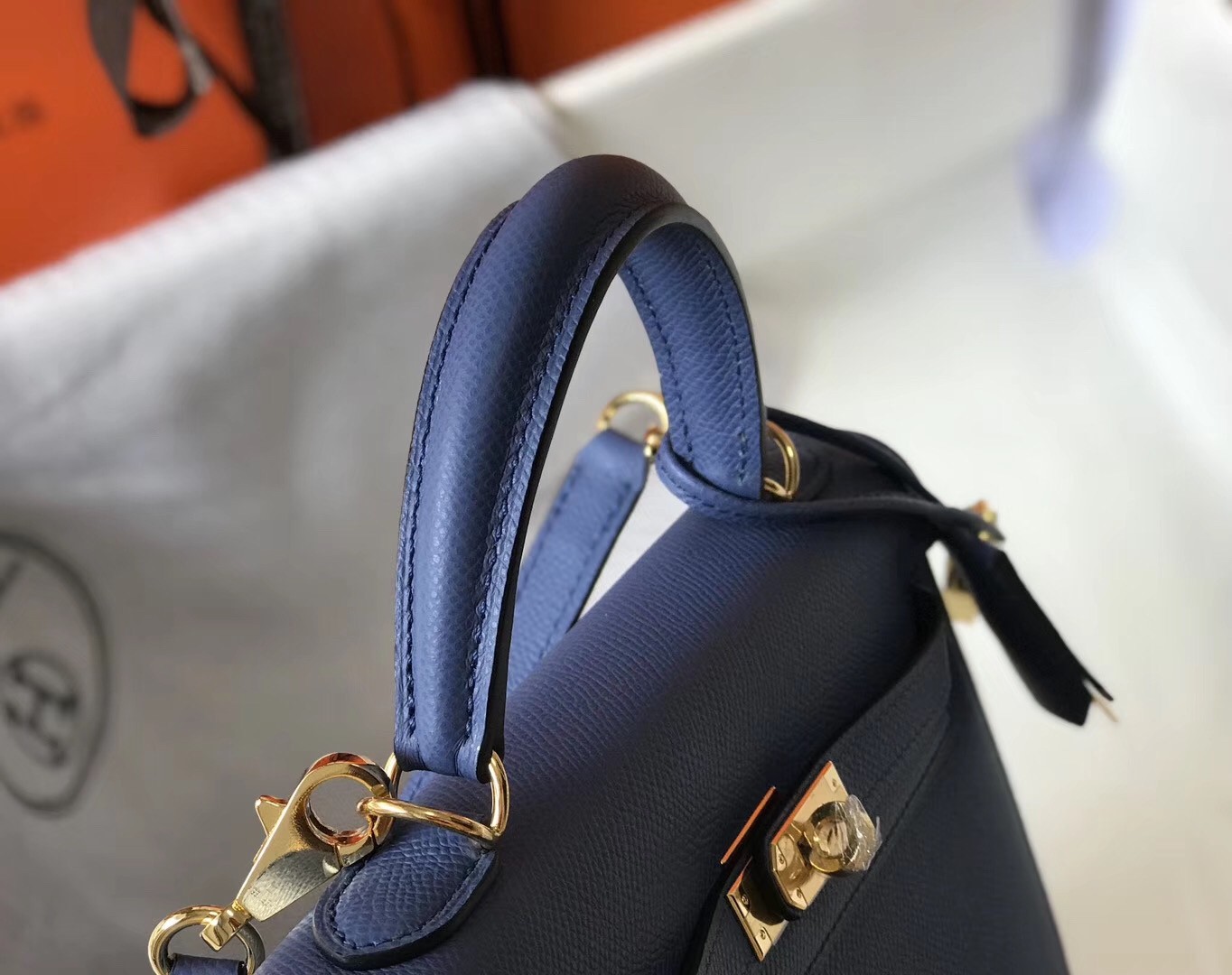H**mes kelly 25cm sellier bag in agate blue epsom leather