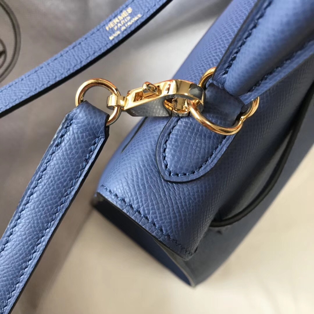 H**mes kelly 25cm sellier bag in agate blue epsom leather