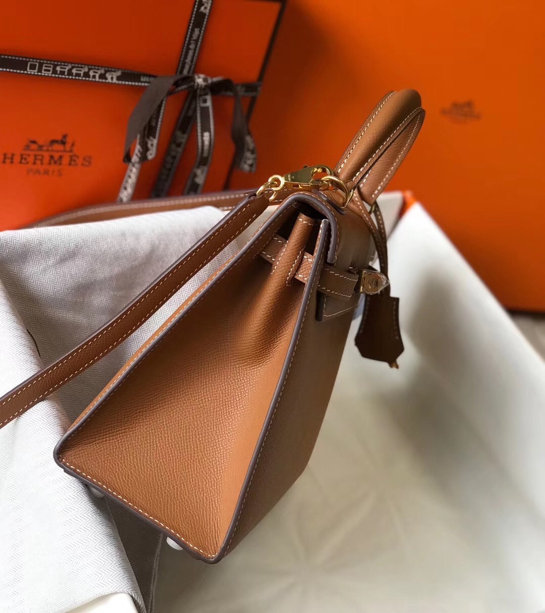 H**mes kelly 25cm sellier bag in gold epsom leather