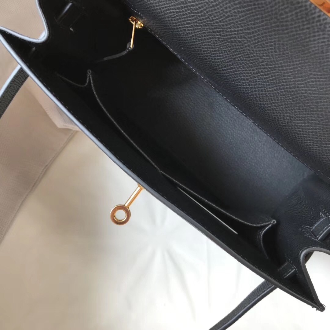 H**mes kelly 25cm sellier bag in black epsom leather