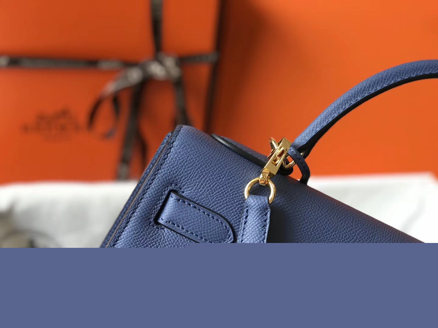H**mes kelly 28cm sellier bag in blue agate epsom leather