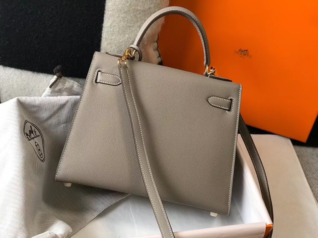 H**mes kelly 28cm sellier bag in gris asphalt epsom leather