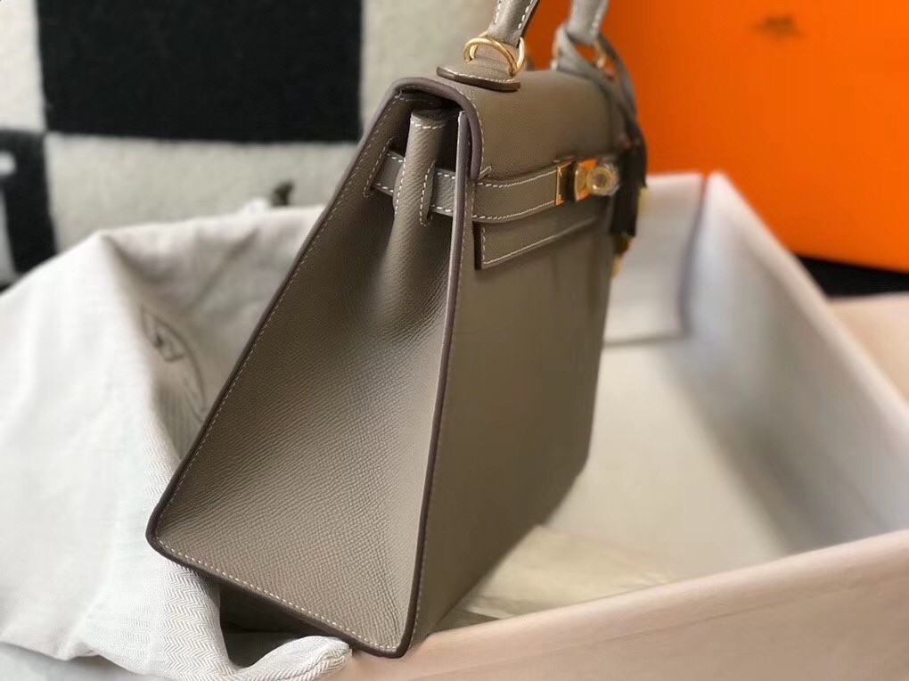 H**mes kelly 28cm sellier bag in gris asphalt epsom leather