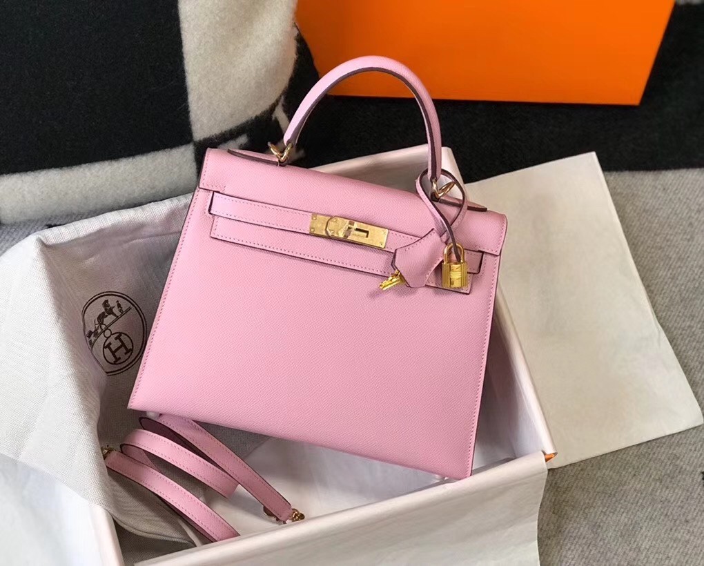 H**mes kelly 28cm sellier bag in mauve sylvestre epsom leather