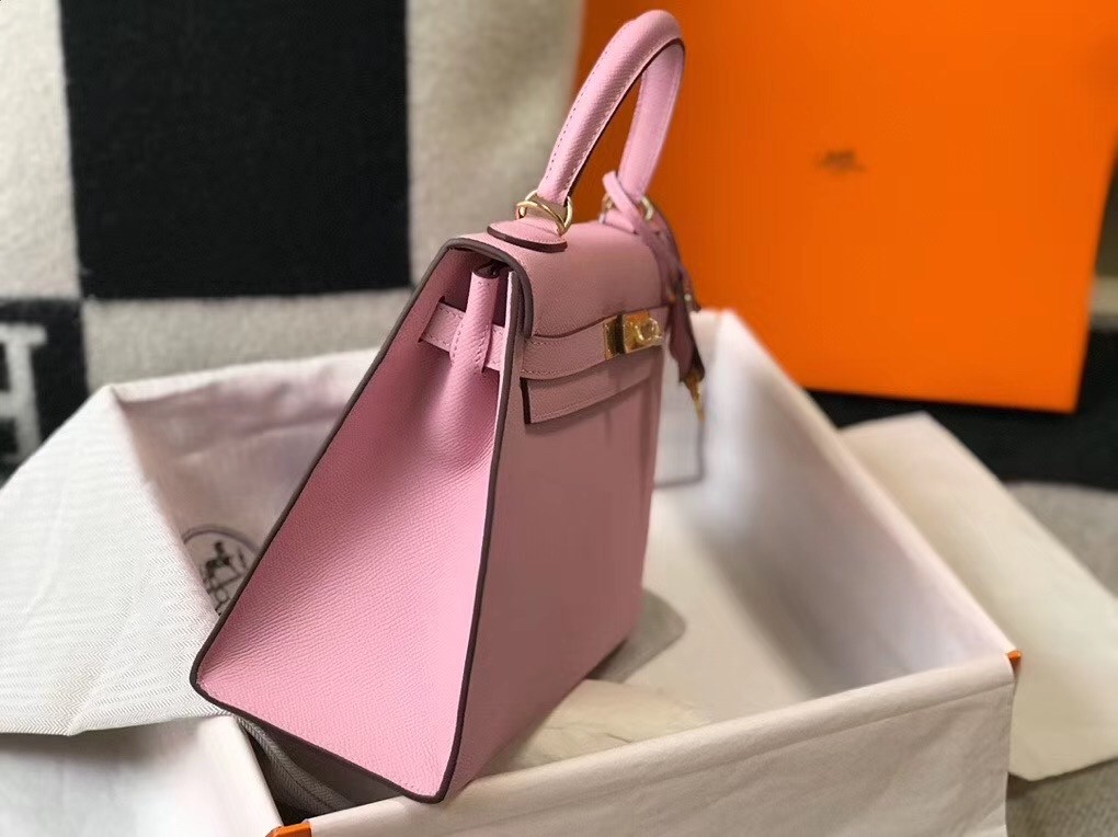 H**mes kelly 28cm sellier bag in mauve sylvestre epsom leather
